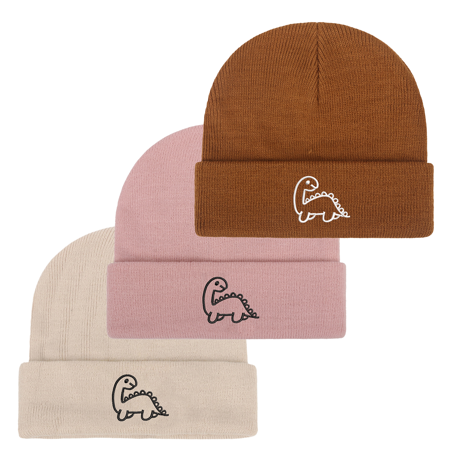 Chapeau de bébé pour enfants, chapeau tricoté brodé pour -né, mignon dinosaure, bonnets pour enfants, garçons et filles, chapeau d'hiver pour la maison