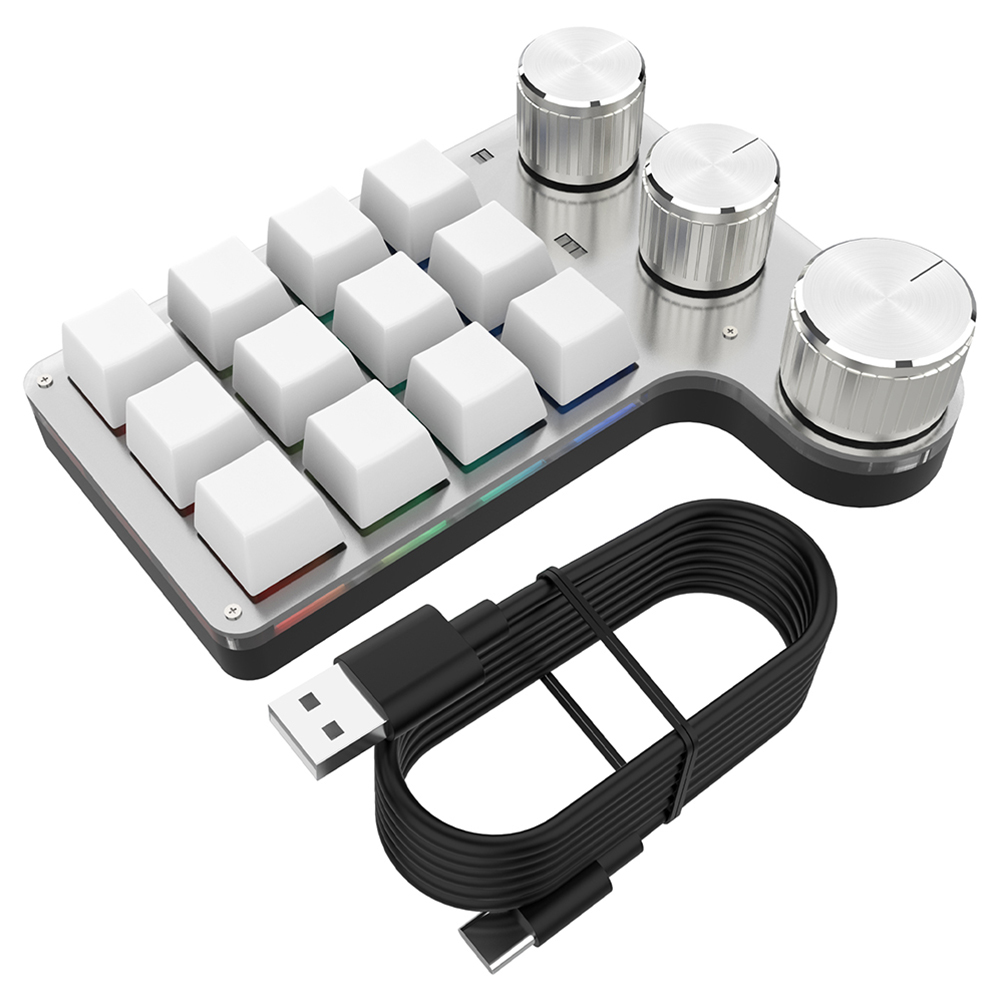 Programmable DIY Mechanical Keyboard RGB Multifunctional Keypad Bluetooth-Compatible High Precision Keypad for PC Macbook Laptop: WHITE
