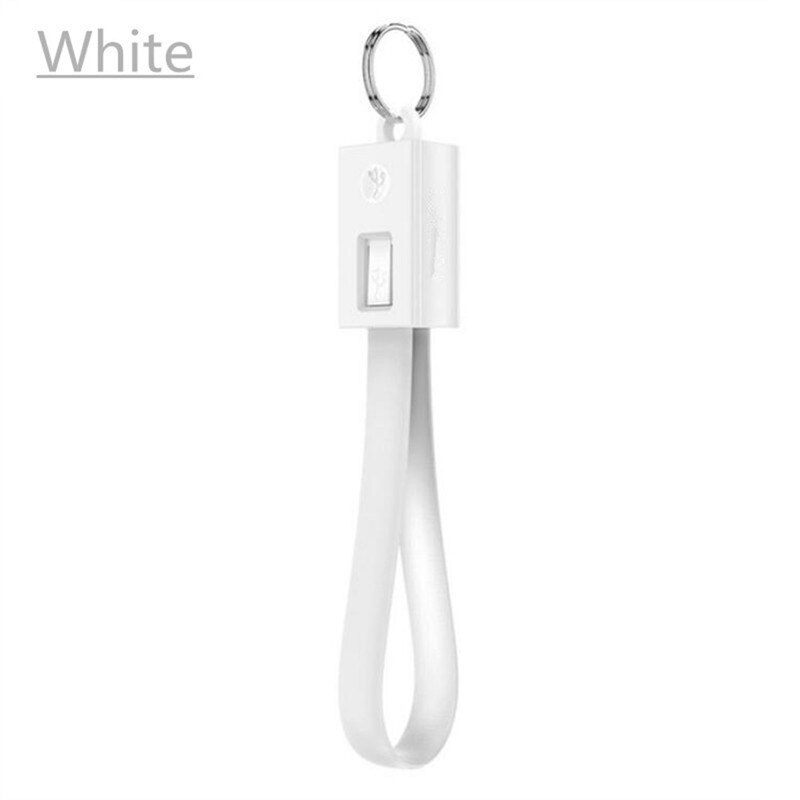 Kort mini nøglering usb kabel hurtig opladningsledning micro usb c type c til iphone ipod android oplader datasync ladekabler: Hvid / Til mikro