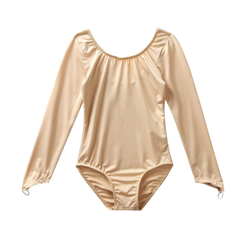 Børn piger lange ærmer elastisk u-hals nøgen ballet gymnastik trikot undertøj undertøj til gymnastik jumpsuit dansetøj