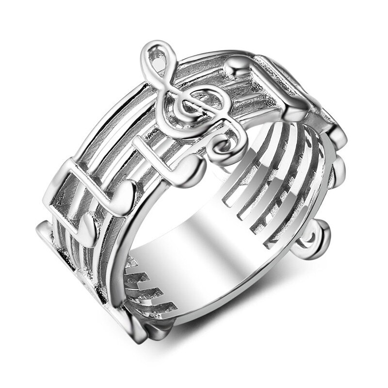 Musical Hinweis Ring Hohl Musical Symbol Ring Schmuck Für Weibliche Musik Liebhaber Hochzeit Party Musik Ring Beste: 12