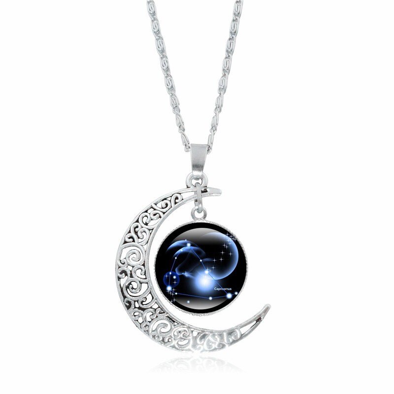 12 costellazione luna collana catena donna strass di lusso girocollo gioielli moda ciondolo regali signore eleganti: A