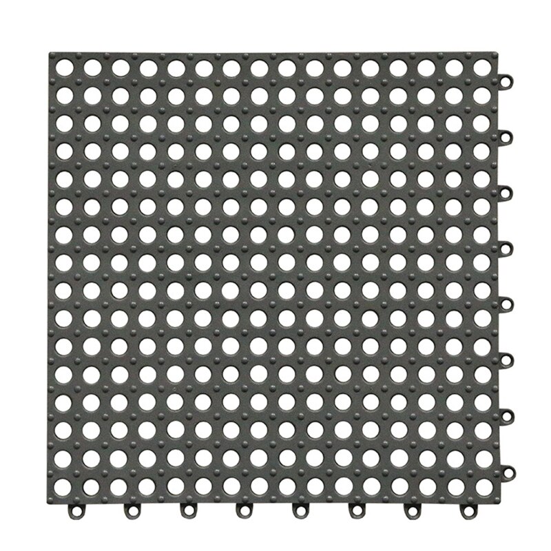 PVC Bath Mat Interlocking Non Slip Drainage Floor Tiles Shower Floor Mat with Drain Holes Suction Cup Floor Mat for Kitchen J2FA: grey