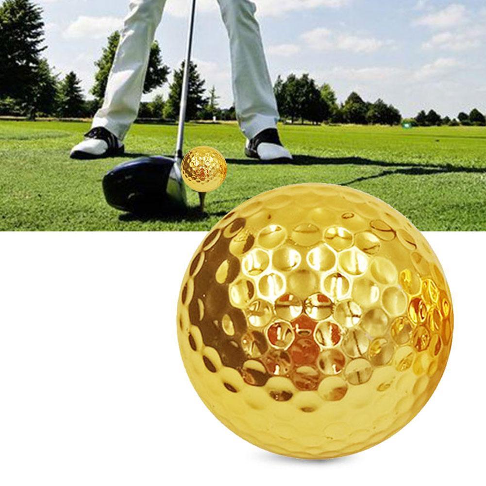 Bolas de Golf doradas de dos capas para practicar Golf, pelota de entrenamiento de dos piezas, , 1 ud.