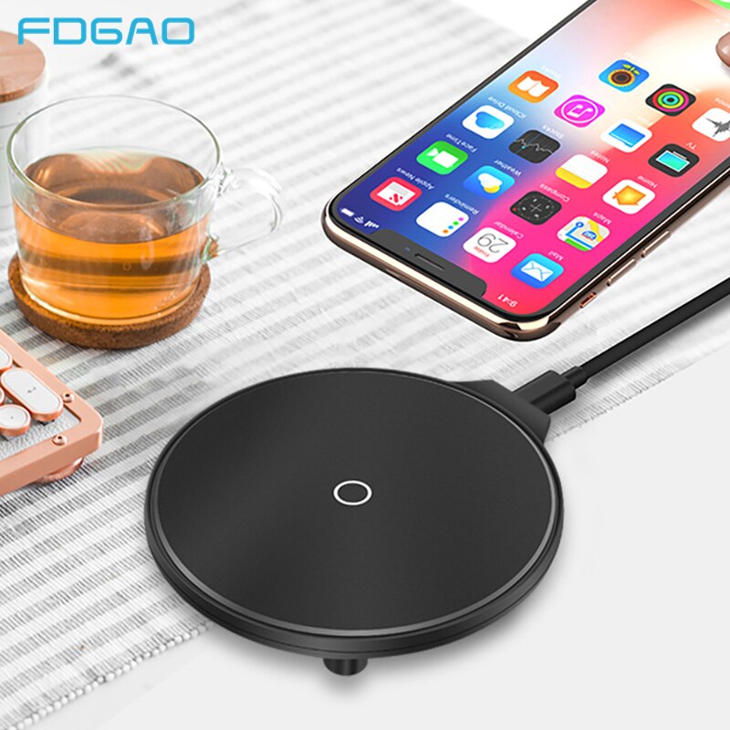 FDGAO Qi Draadloze Oplader 10 W/7.5 W QC3.0 Snelle Telefoon Opladen voor iPhone 11 X XR XS Max airpods Pro Samsung S10 S9 USB Charge Pad