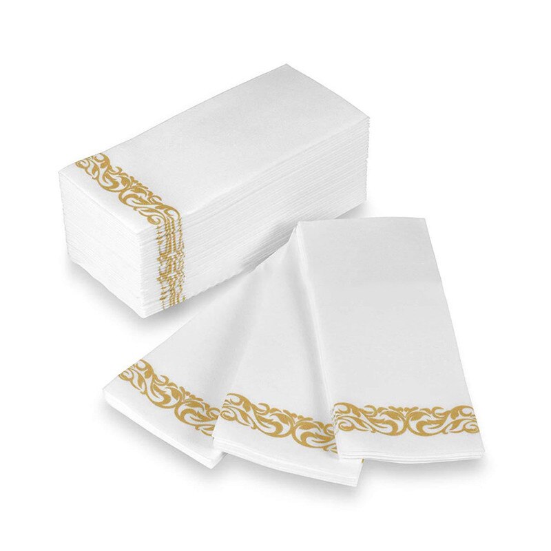 10 Stuks Wegwerp Servetten Papieren Tissue Servetten Hotel Tafelkleed Zacht Absorberend Papier Gast Handdoek Party Wedding Decoratieve: Gold 10sheets