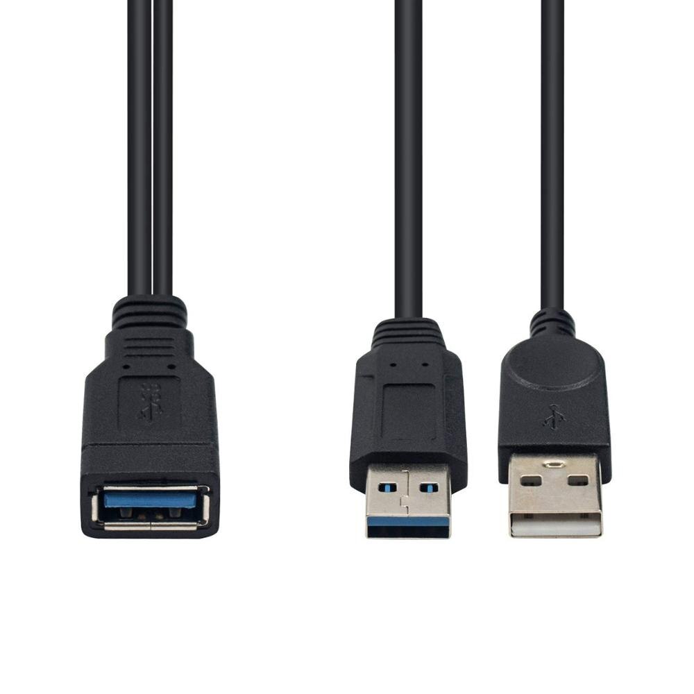 Câble USB 3.0 Y, USB 3.0 Type A femelle à double USB mâle 1 à 2 convertisseur de charge de données de synchronisation cordon de câble d&#39;extension Y