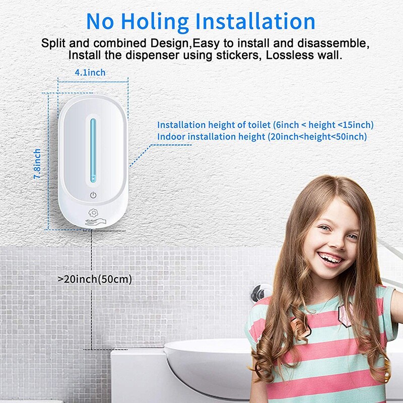 Automatic Touchless Hand Dispenser Wall Mounted, Simple Human Touchless Soap Dispenser for 350Ml Gel/Liquid, Refillable