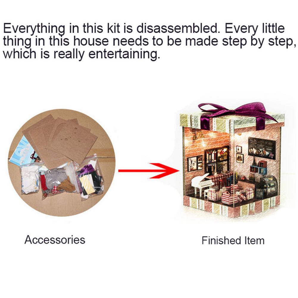 Newborn Baby Miniature Doll House Wooden DIY Miniature Flower House Model with Dust Cover Dollhouse Toys Christmas Decorations