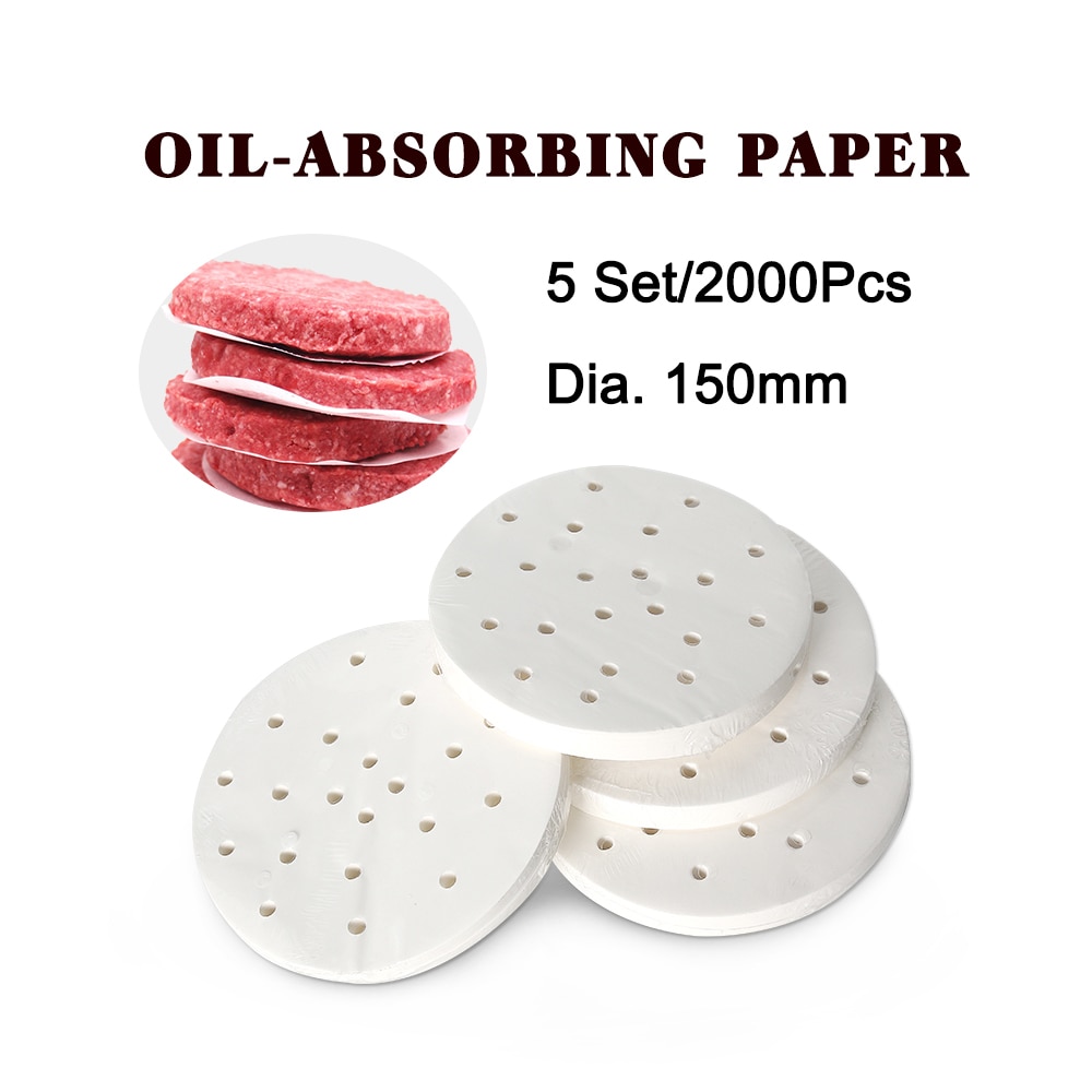 Juego de 5 2000 Uds. De papel para hamburguesas ITOP de 150mm, papel absorbente de aceite adecuado para máquina de prensado de hamburguesas de 150mm, Material de alimentaria