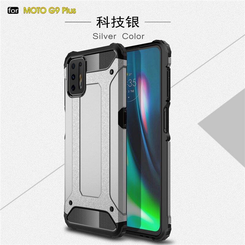 Case For Motorola Moto G9 Plus Case Bumper Anti-knock TPU+PC Hybrid Armor Cover For Motorola G9 Plus Phone Case For Moto G9 Plus: Moto G9 Plus / Silver