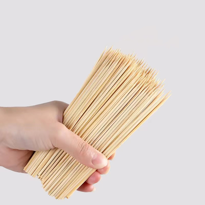100pcs Bamboo Skewer Sticks Sturdy Disposable Barbecue Fruit Sticks Barbecue Party Buffet Food BBQ Tools Accessorie