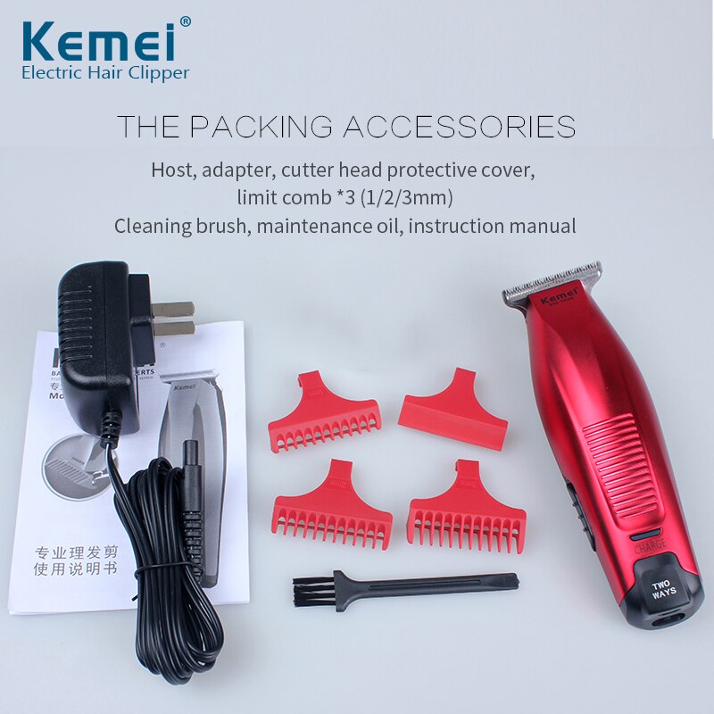 Salon Clipper Kemel-5026 0mm Baldheaded Trimer Kamei 0 mm Bald Head Kliper 0.1mm T Shape Zero Gap Blade Kmei Cut