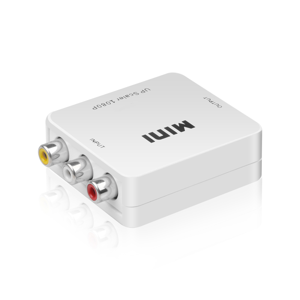 RCA to HDMI-compatible Adapter AV to HDMI Converter RCA AV/CVSB L/R Video Composite AV Scaler Converter For PC HDTV Projector: black