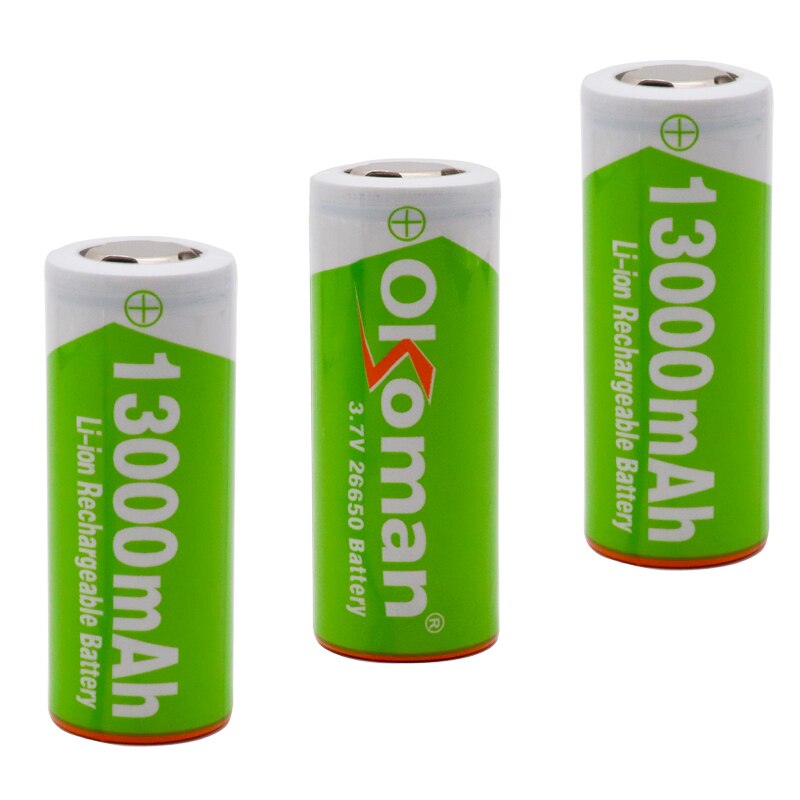 Okoman 26650 Battery 3.7v 13000mAh Rechargeable Li-ion Battery Usage for Flashlight rechargeable Battery