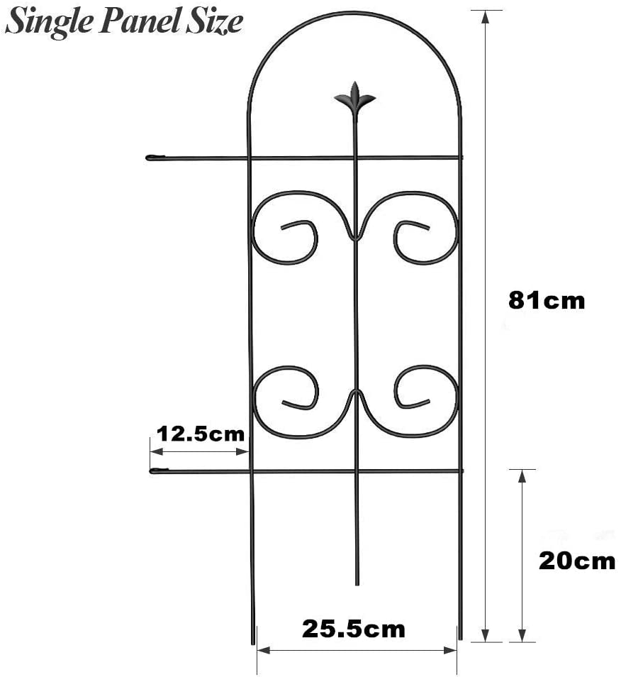 Fence 32inx12ft Decorative Garden Fencing Rustproof Black Border Fence Panel Edging Metal Wire Fencing Animal Barrier 10"gap
