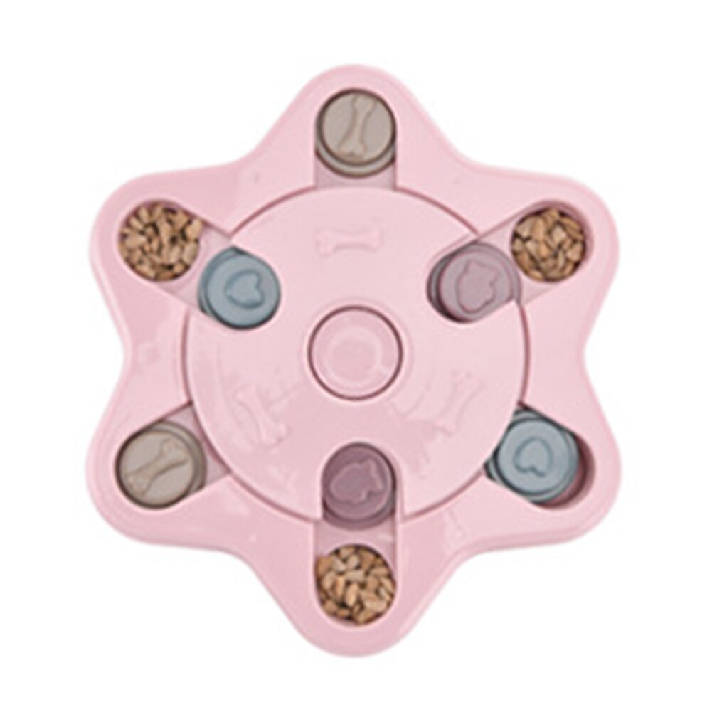 Creatieve Trage Voedsel Kom Voor Kleine Middelgrote Honden Puppy Voeden Doseren Training Disc Plastic Interactieve Puzzel Speelgoed: C Pink