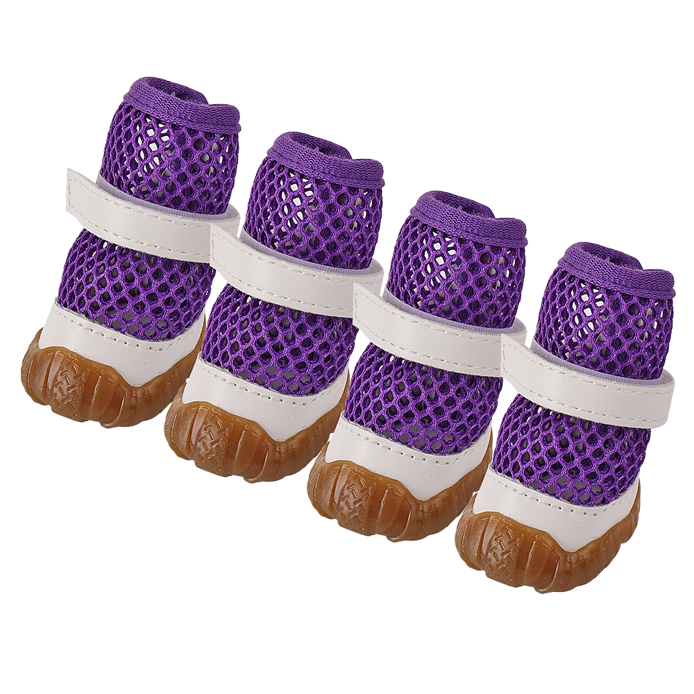 4 stücke Sommer Hundes chuhe Anti-Rutsch-Haustier Welpen Stiefel für kleine Hunde atmungsaktive Katze Chihuahua Schuhe Socken für kleine Hunde Yorkshire: S / Lila