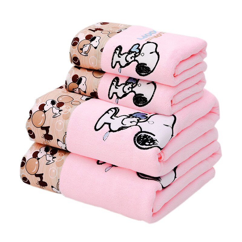 Ręczniki kąpielowe ręczniki dla dorosłych zestaw ręczników kąpielowych z mikrofibry koronki haftowane kreskówki miękkie chłonne dla dorosłych mężczyzn i kobiet ręczniki plażbyć winnym: pinkdog