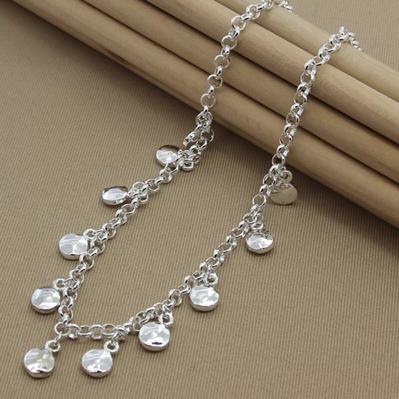 BABYLLNT collana in argento Sterling 925 di alta qualità collana con ciondolo a disco piccolo per regalo di gioielli con ciondolo da donna