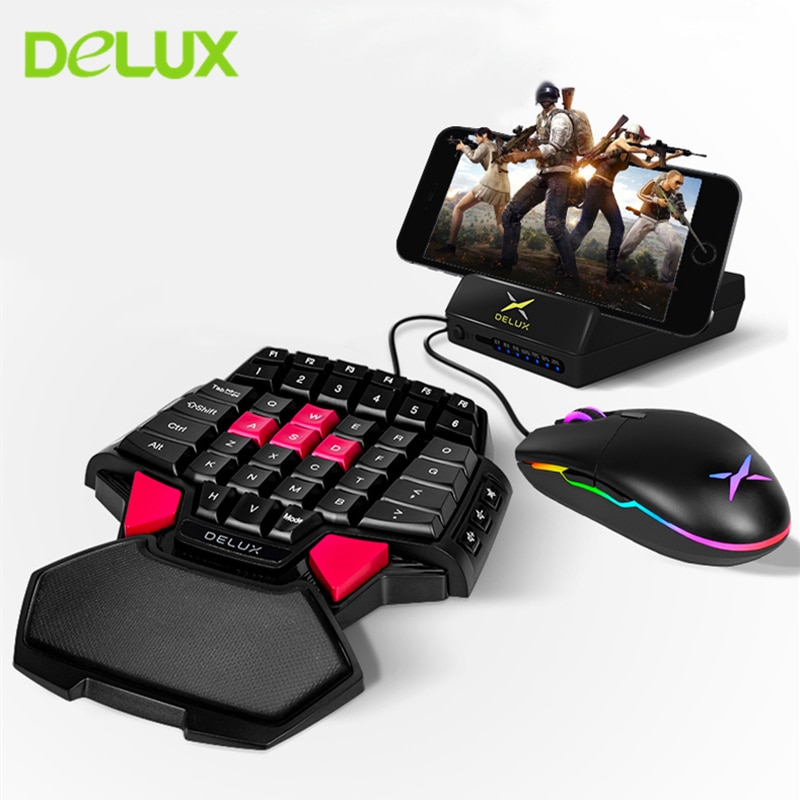 Delux T9 Een Hand Gaming Toetsenbord Bedraad Gamer Computer Toetsenbord M625 A3050 RGB Backlit Bedrade Gaming Muis 4000 DPI Voor overwatch