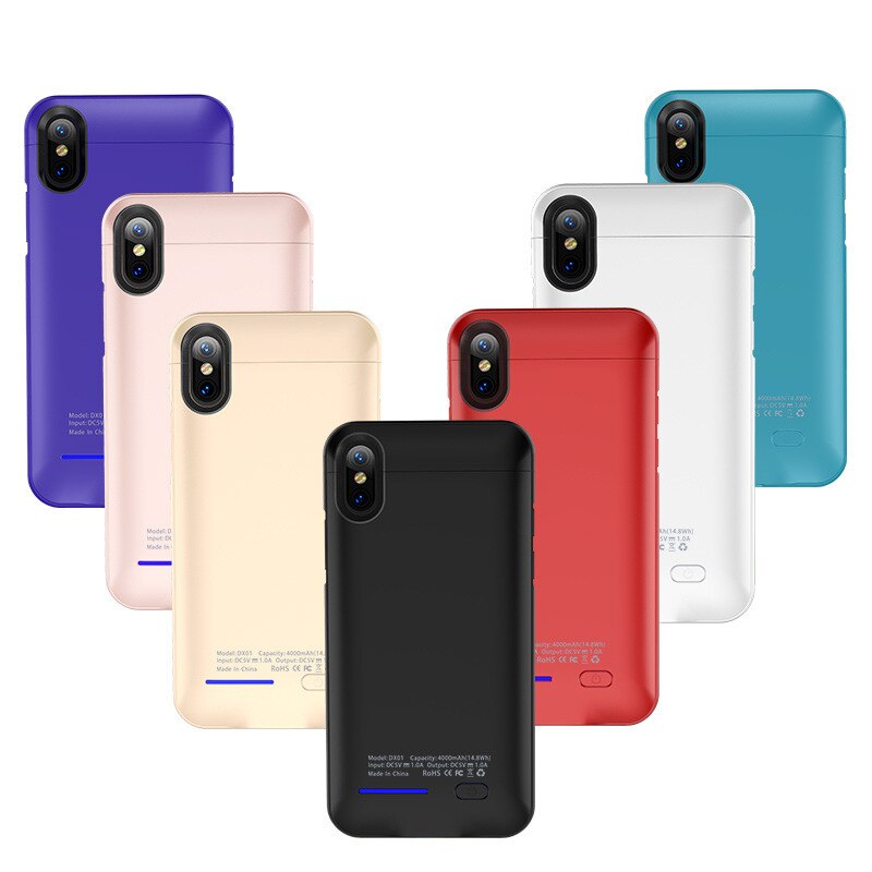 Funda de batería de teléfono extendida de 4000mAh para iPhone X, carcasa magnética para cargador de batería para iPhone XS, funda portátil para banco de energía