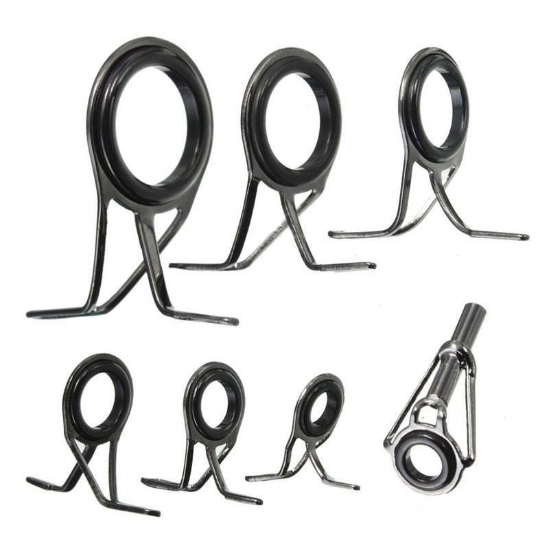 7 stk / sæt fiskestang guider tip fisk 5-18mm dia pole reparationssæt linje ringe øjne sæt: Default Title
