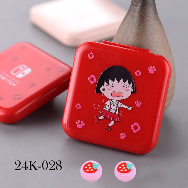 24 w 1 różowy BelugaDesign Anime etui na karty do gry na Nintendo Switch | Mały kartridż z grą do przechowywania uchwyt podróżny: C