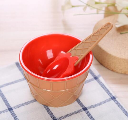 Tazón de plástico para helado, taza de agua, tazón para helado, taza para helado, vajilla: Red