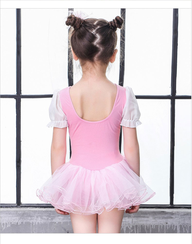 Ballet trikot ballet kjole piger ballet kostumer puf kortærmet ballet kjole til børn blonde trikot gymnastik trikot
