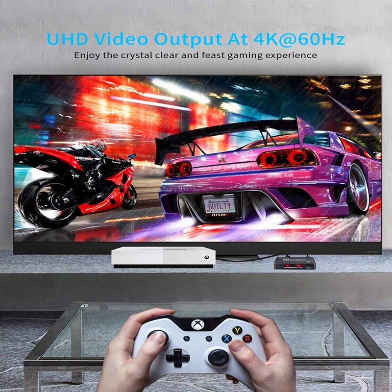 4K HDR HDMI Switch 3 Ports HDMI 2.0 Switcher Selector with IR Wireless Remote, Supports UltraHD Dolby Vision: Black US