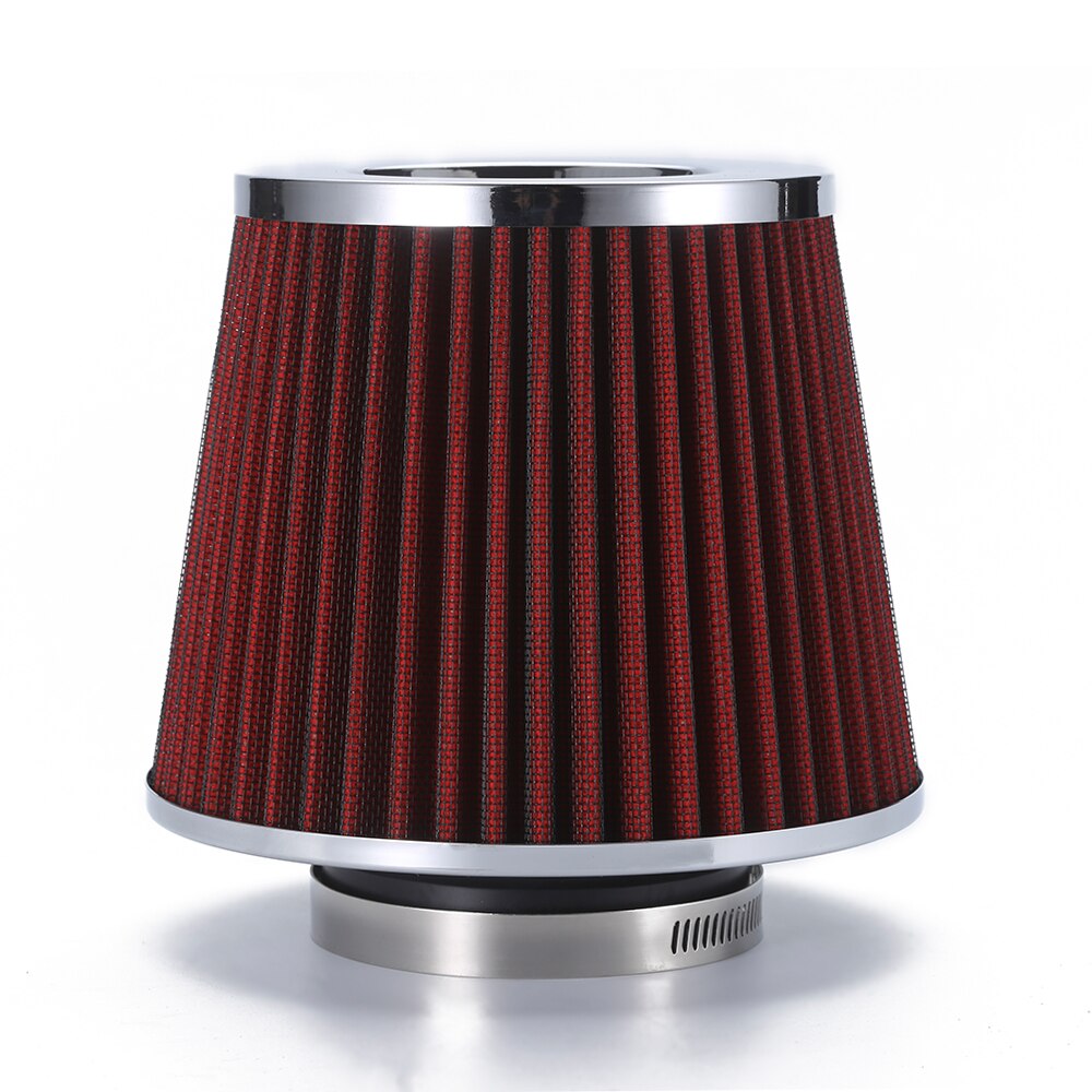 Universal 3&quot; 76mm Inlet Narrow Air Intake Cleaner Cone Replacement High Power Mesh Dry Air Filter Auto Inner Accessories: Red