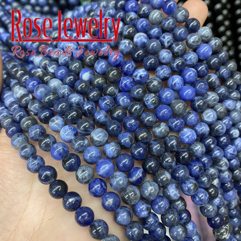 Natuursteen Donkerblauw Sodaliet Kralen Ronde Losse Spacer Kralen 4 6 8 10 12 Mm Voor Sieraden Maken Diy armbanden Accessoires 15&quot;