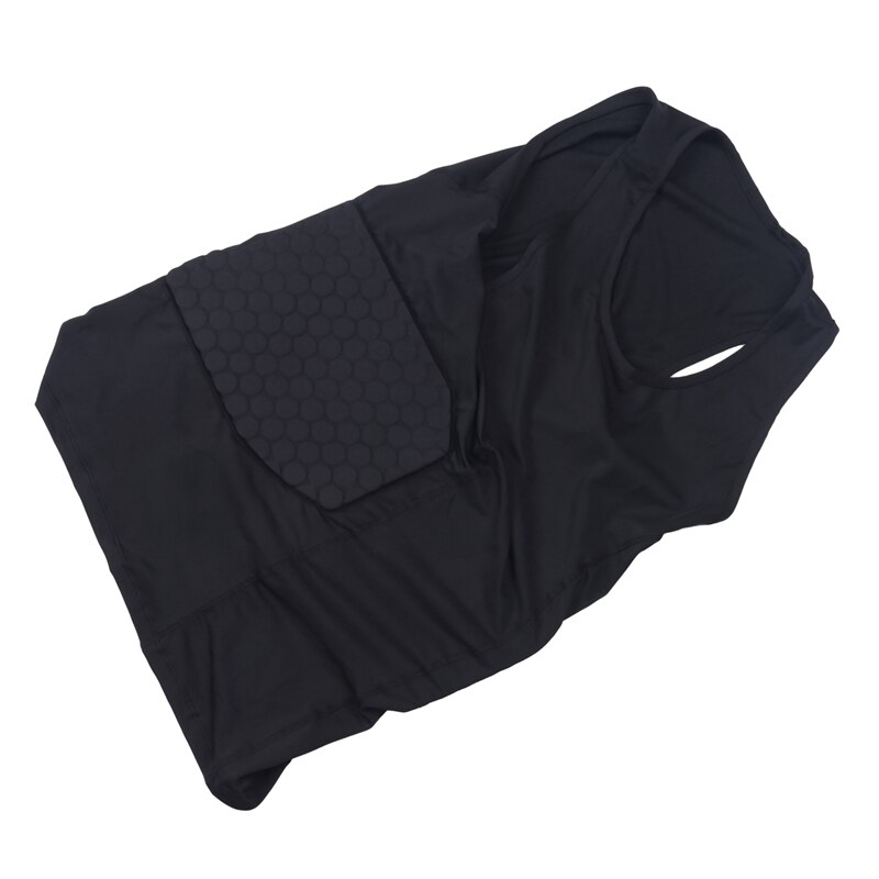 Men's Rib Protector Padded Vest Compression Shirt Training Vest with 3-Pad for Football Soccer Basketball Hockey Protective Gear