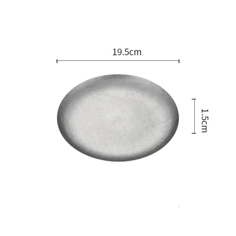 304 ronde vintage dessertbord Creatieve steak Pastaplaat Roestvrij staal Eettafel Taartbak Ondiepe borden set Japanse gerechten: WIT