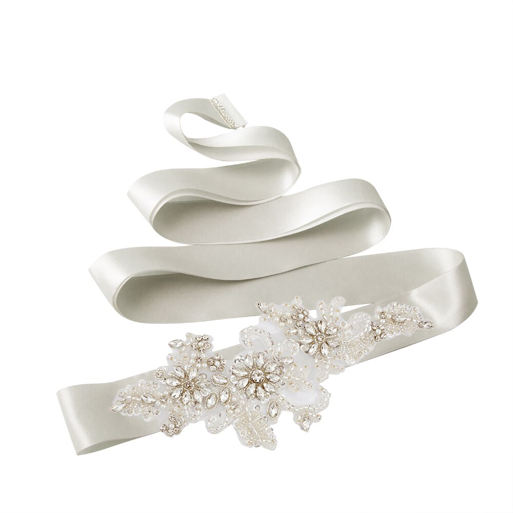 TRiXY S139 strass ceinture perles mariage ceinture argent diamant ceinture mariée ceinture mariage robe accessoire blanc brodé ceinture: silver gray