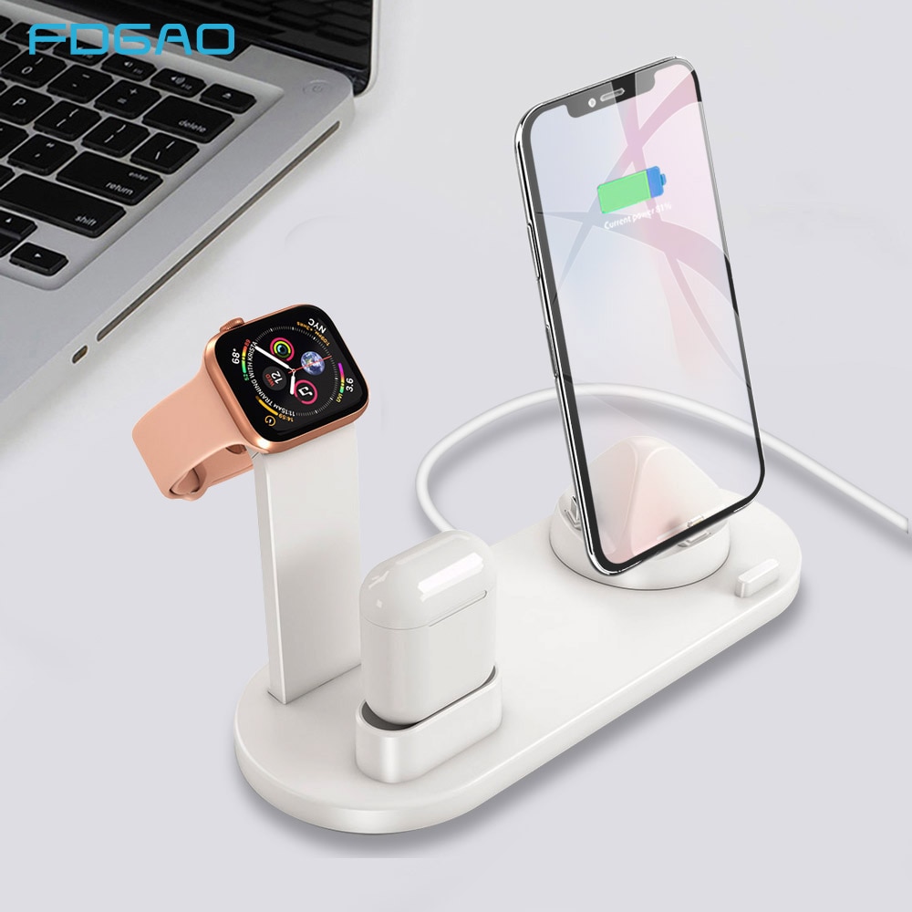 FDGAO Station de chargement support de support pour iPhone 11 Pro X XR XS MAX 8 7 6s Plus pour Apple Watch Series Airpods pro chargeur