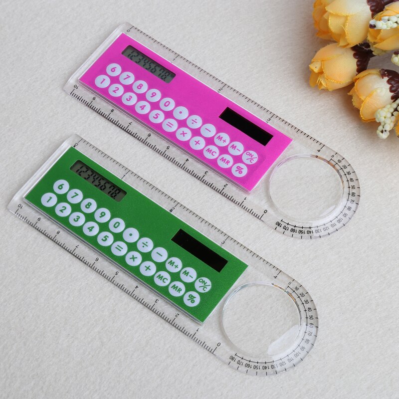 10cm linjal mini digital kalkulator 2 i 1 låve skrivesaker skolekontor