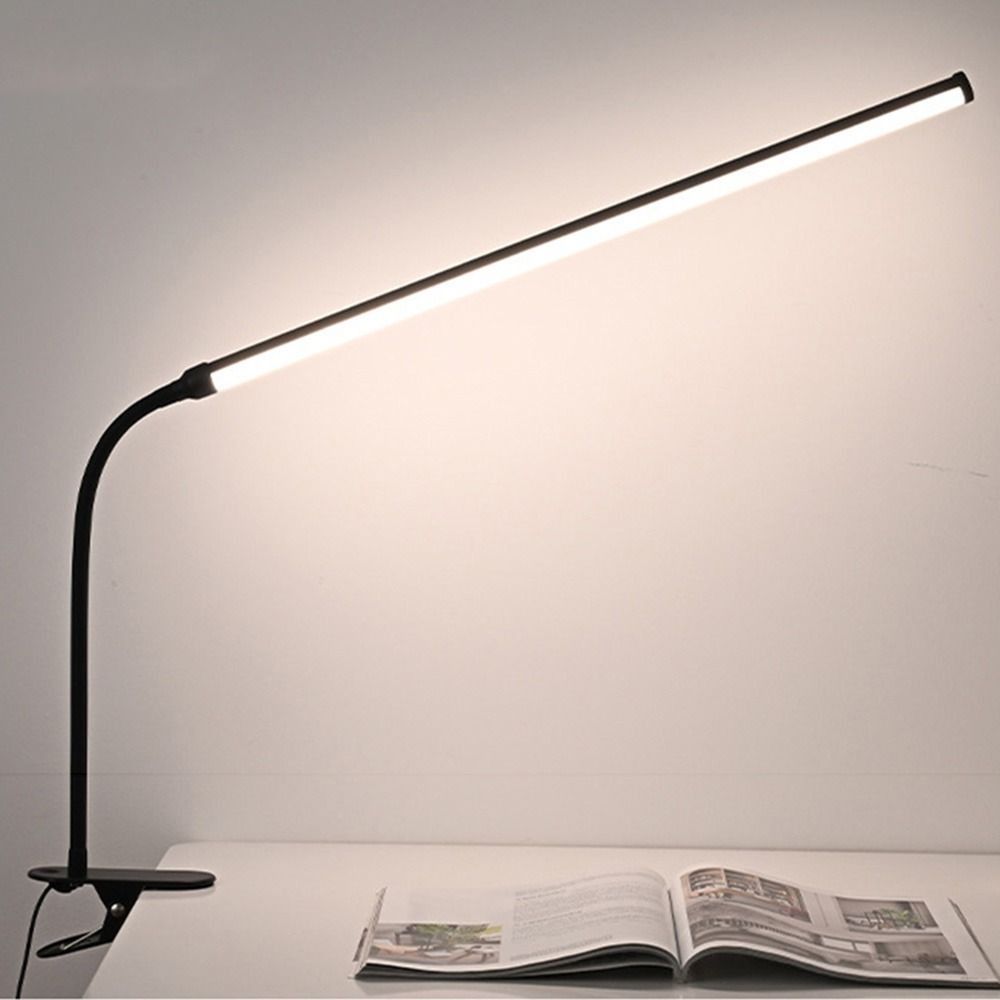 Augenpflegende LED-Schreibtischlampe zum Aufstecken, 3-Modus-Farben, lange Arme, Lese- und Arbeitszimmerleuchte, flexibel, einstellbare Helligkeit, Nagelkunstlampe