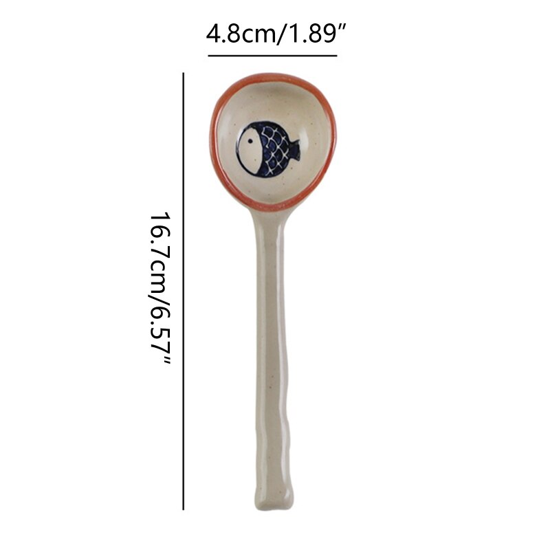 Cuillère en céramique de Style japonais, cuillère de table en céramique peinte à la main