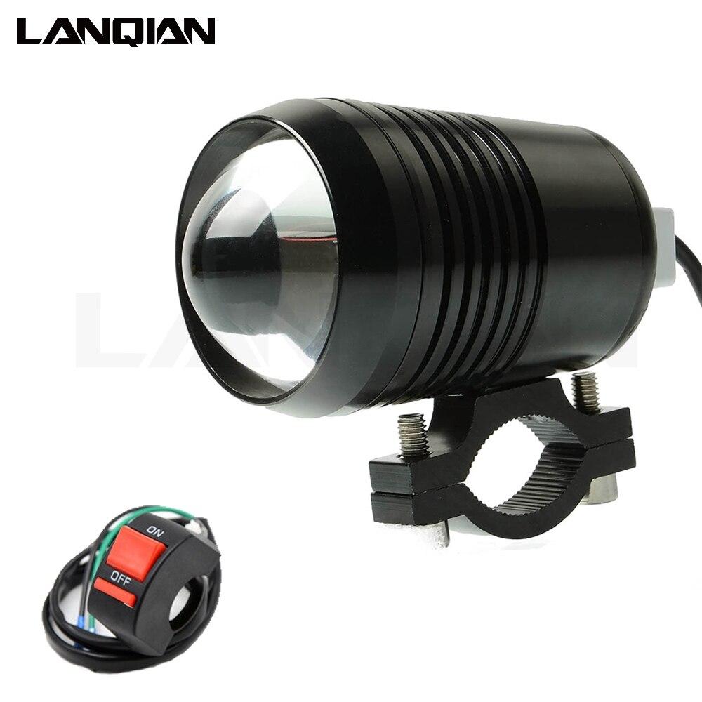 Universal 2PCS 30W Motorcycle LED Headlight 1200LM chip U2 Motorbike Driving Spotlight Street Moto Fog Spot Head Light Lamp: 1 Black