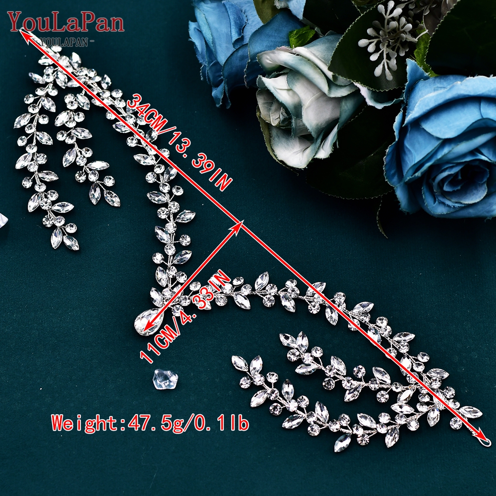 YouLaPan, diadema para la frente de la novia, tocados brillantes con diamantes de imitación para boda, mujer, de graduación, accesorios de joyería para la cabeza HP599