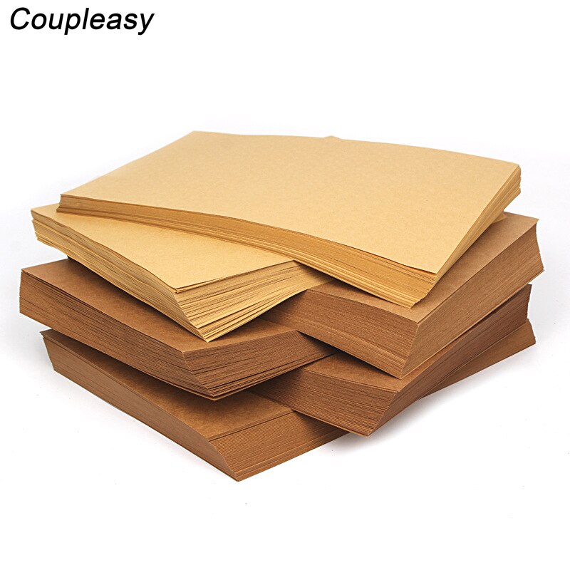 Papel Kraft marrón A4 hecho a mano para hacer tarjetas, cartón grueso, suministros de papelería de oficina, 70-100g, 350 Uds.