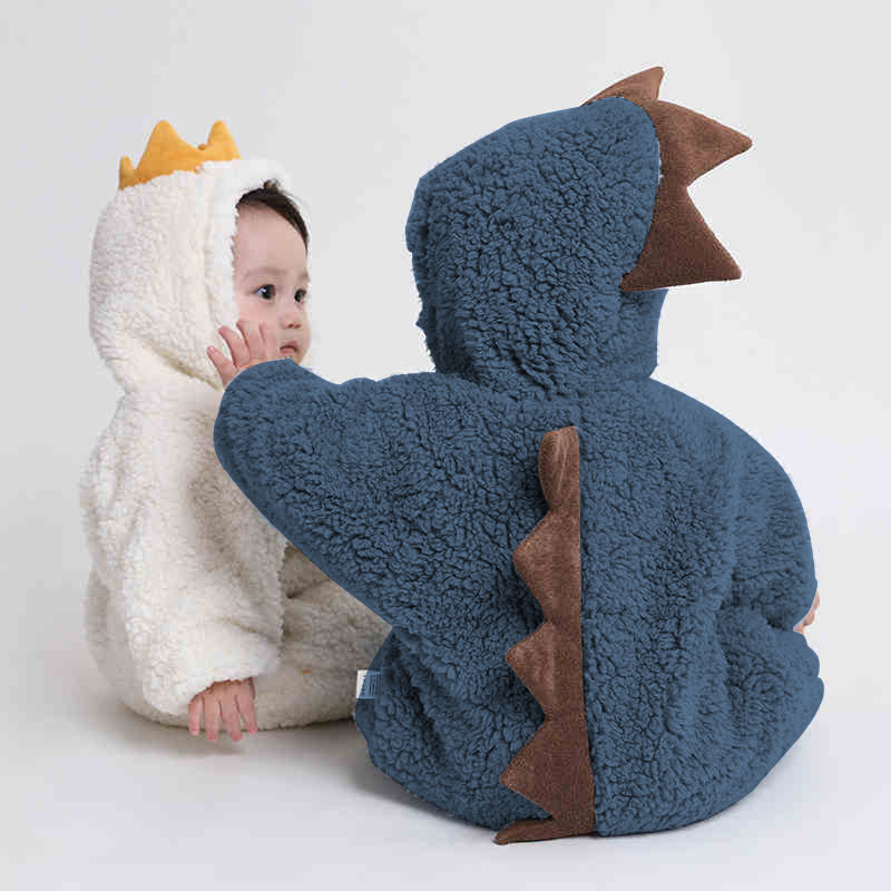 Baby Jongen Fleece Dinosaurus Romper Peuter Fluwelen Hooded Pyjama Kinderen Anime Dress Up Homewear Winter Kids Een Stuk Nachtkleding