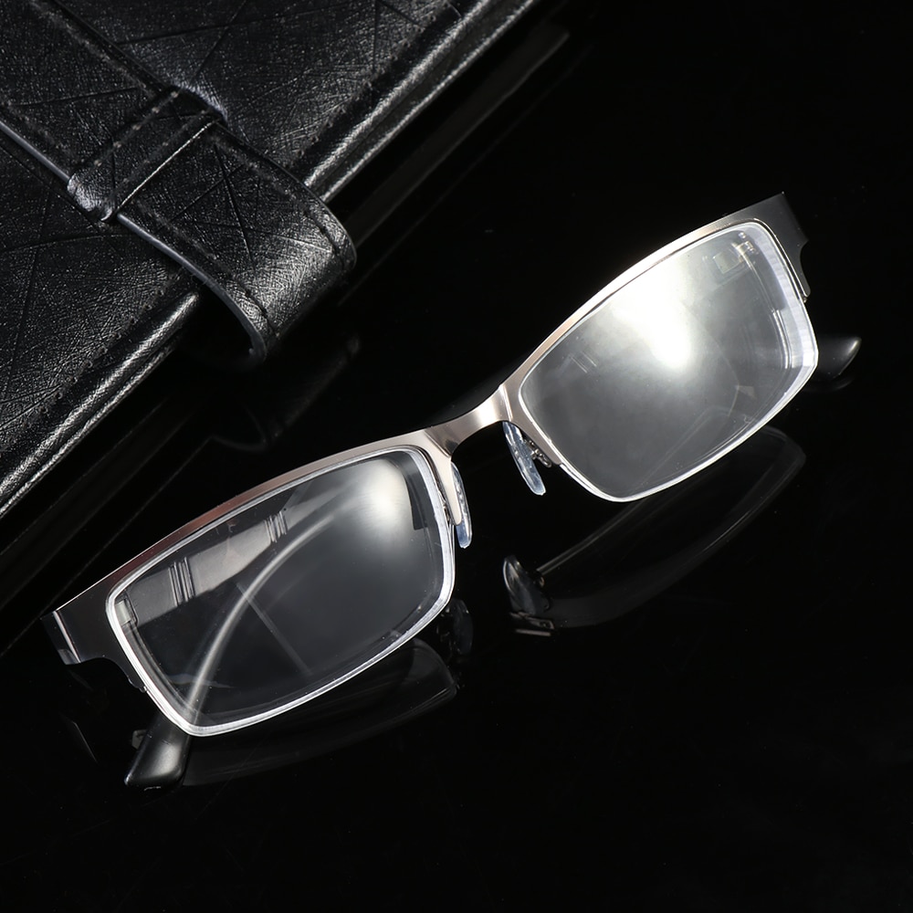 1Pc Unisex Leesbril Metalen Half Frame Vierkante Bijziendheid Brillen 0 -1 -1.5 -2 -2.5 -3 -3.5 -4 -4.5 -5 -5.5 -6