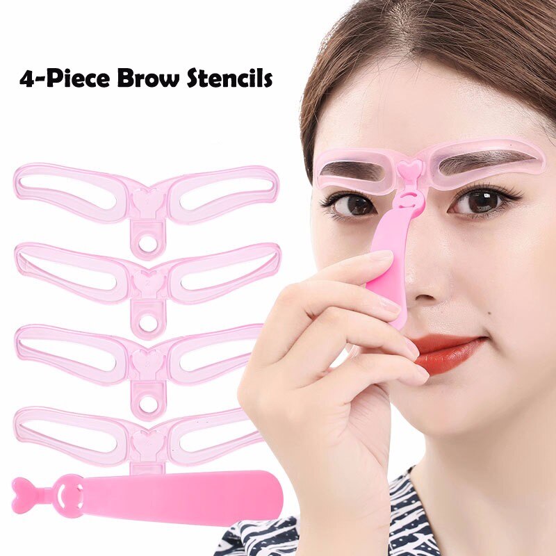 Plantilla de cejas de 4 piezas, conjunto de plantillas para cejas, Cosméticos herramientas para maquillar, accesorio de belleza: 4pcs