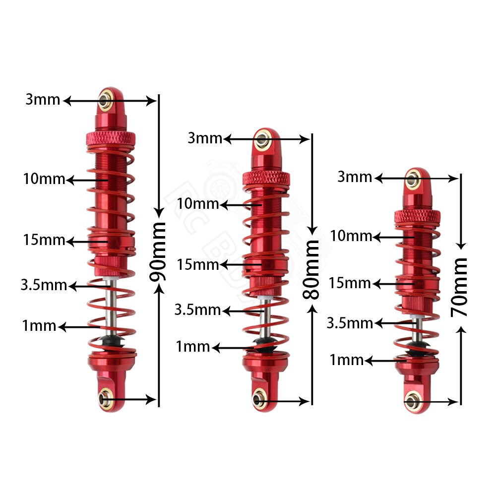 Metal 70mm 80mm 90mm 100mm 110mm 120mm Shock Absorber Oil Damper for 1/10 RC Crawler Car Axial SCX10 AXI03007 RBX10 D90 TRX4