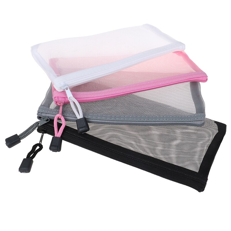 Transparent Mesh Pencil Case Office Student Pencil Cases Nylon Pen Bag School Stationery Supplies for Kid Student