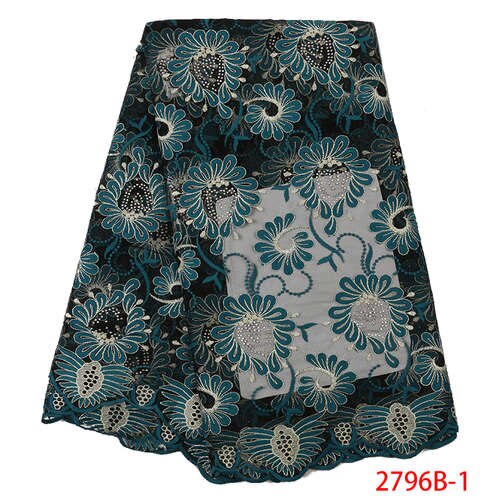 African Lace Fabric,French Net Fabric Lace ,Nigerian Embroidered Tulle Laces with Stones KS2796B-8: Picture 1