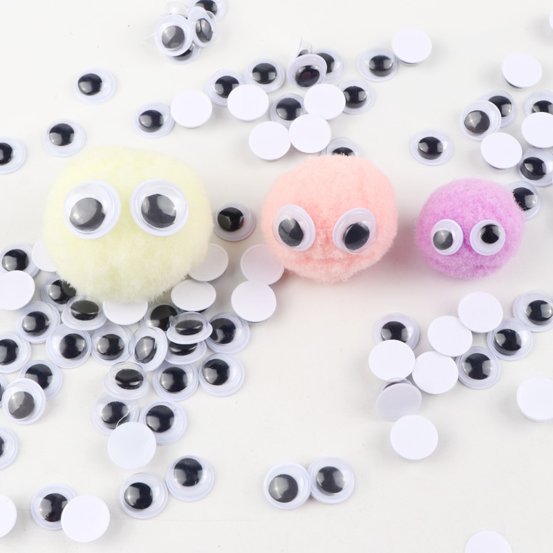 Ojos giratorios 3D para actividades, globo ocular móvil de 6mm, 8mm, 10mm, Ojos de plástico negro, juguetes para manualidades creativas hechas a mano,
